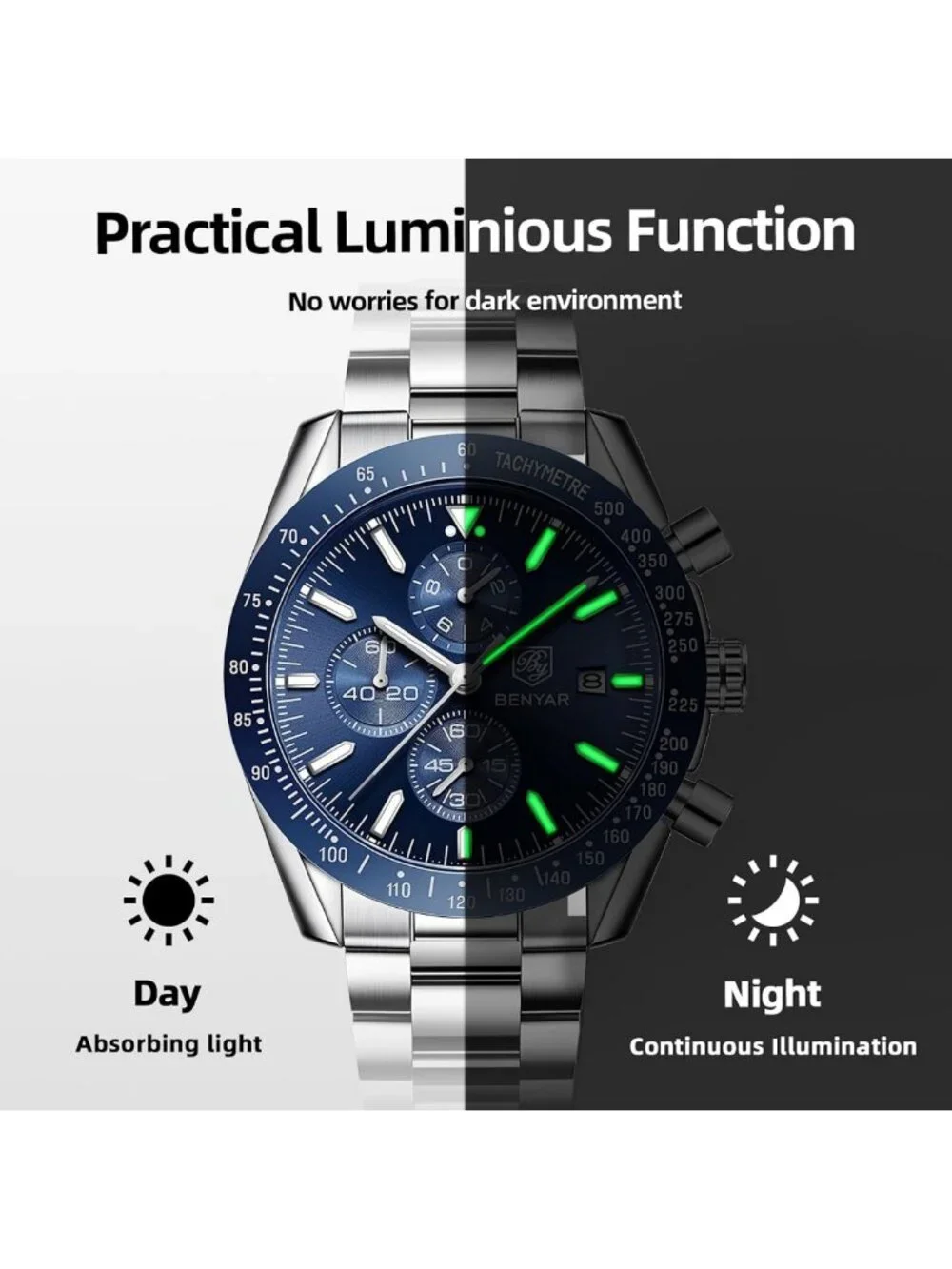 Stylish Men's Analog Quartz Chronograph Watch - Waterproof, Luminous, Casual